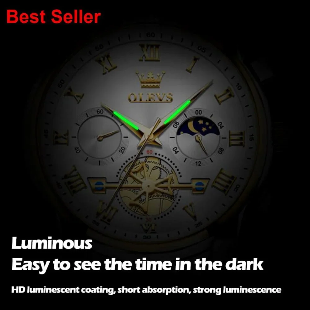 Stainless Steel Waterproof Quartz Watch with Adjustable Bracelet
